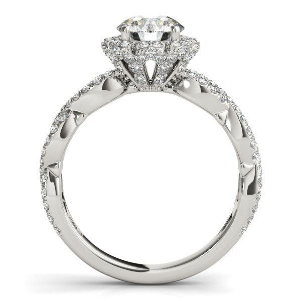 14k White Gold Flower Motif Split Shank Diamond Engagement Ring (1 5/8 cttw)-Teresa&#39;s Fashionista LLC