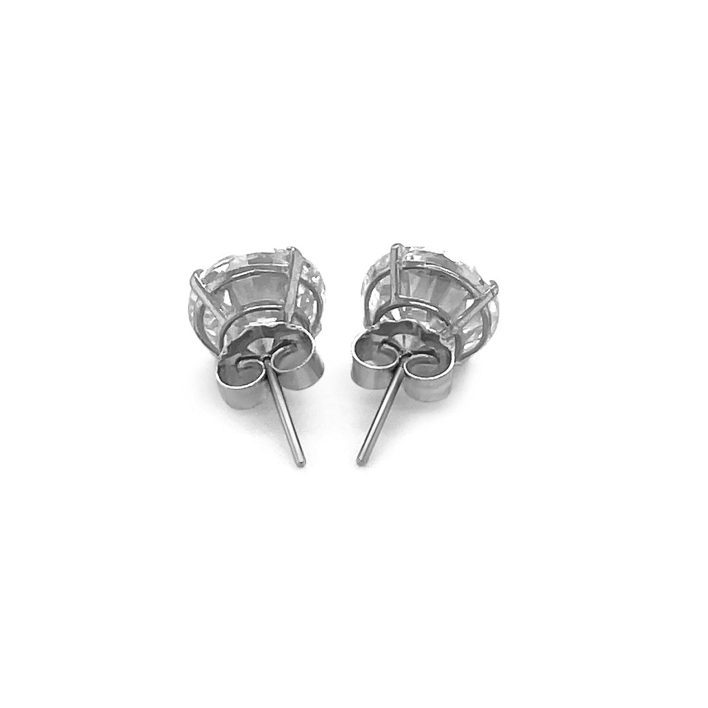 14k White Gold 8.0mm Round CZ Stud Earrings-Teresa&#39;s Fashionista LLC