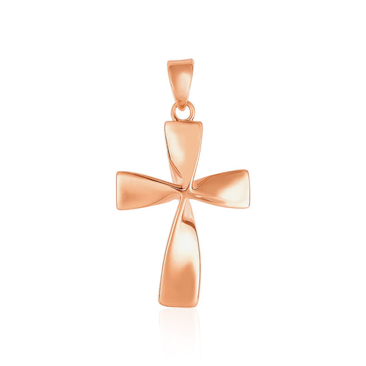 Flat Twisted Cross Pendant in 14k Rose Gold-Teresa&#39;s Fashionista LLC