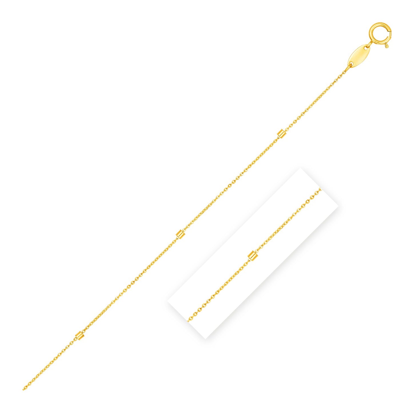 Bead Links Pendant Chain in 14k Yellow Gold (1.5mm)-Teresa&#39;s Fashionista LLC