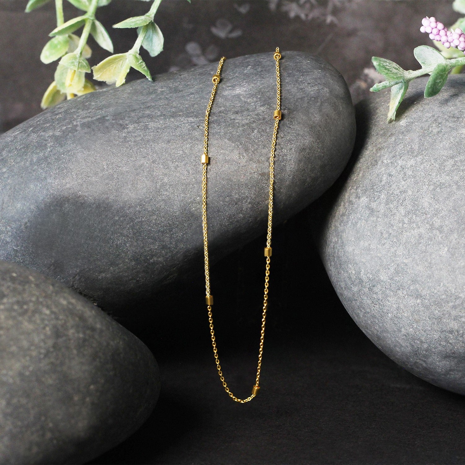 Bead Links Pendant Chain in 14k Yellow Gold (1.5mm)-Teresa&#39;s Fashionista LLC