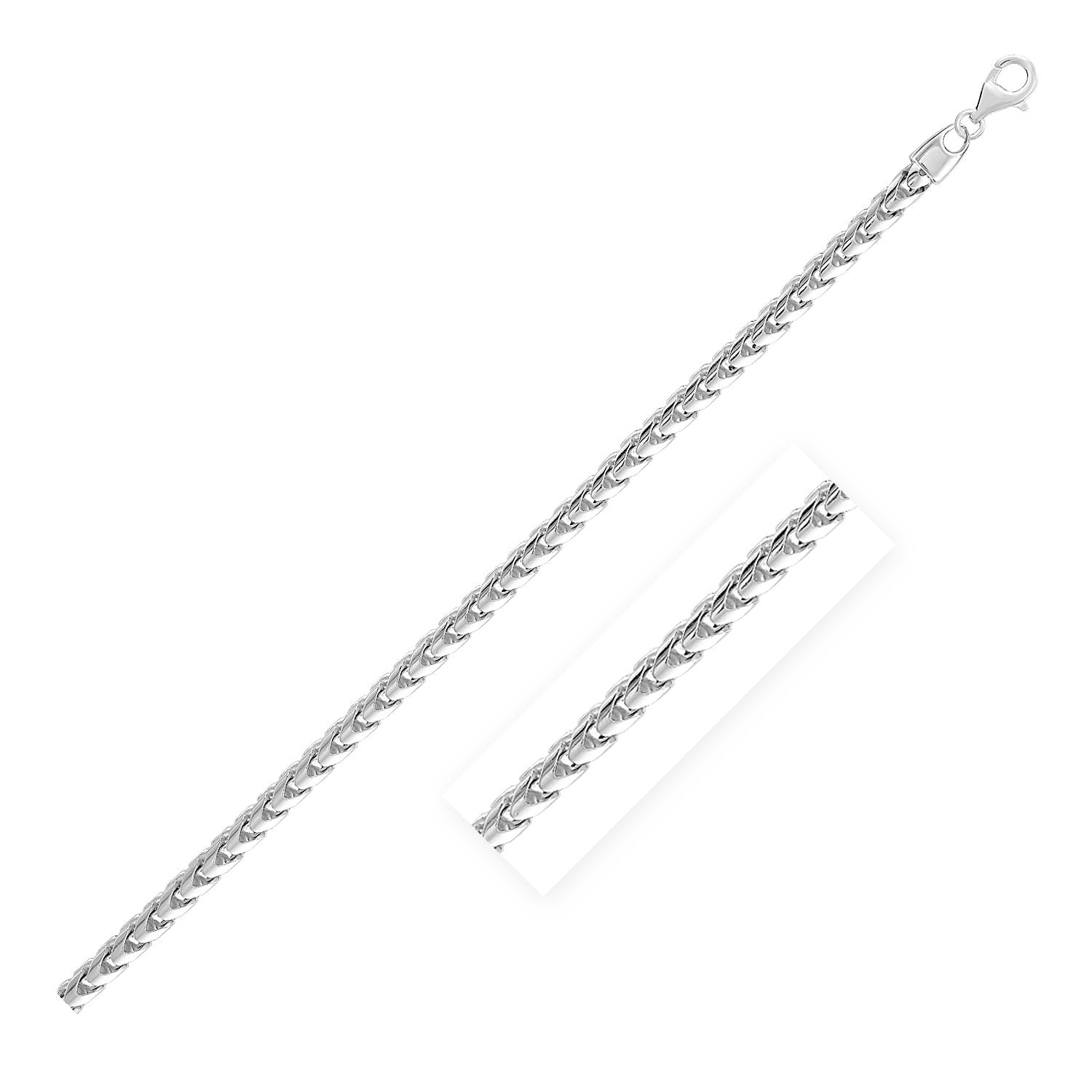 Sterling Silver Rhodium Plated Round Franco Chain 4.6mm-Teresa&#39;s Fashionista LLC