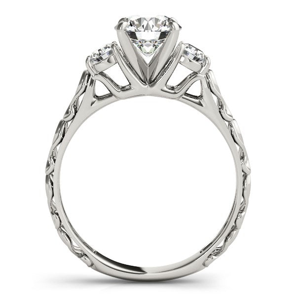 14k White Gold Antique Design 3 Stone Diamond Engagement Ring (1 3/4 cttw)-Teresa&#39;s Fashionista LLC