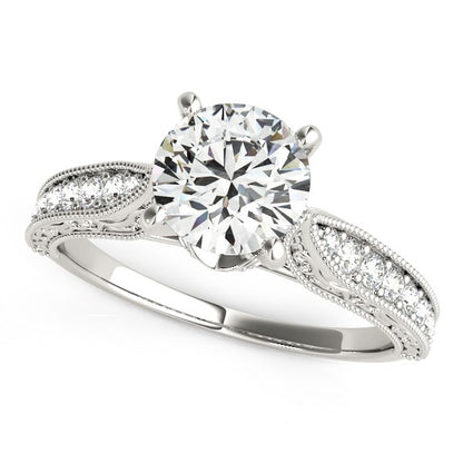 14k White Gold Antique Design Diamond Engagement Ring (1 5/8 cttw)-Teresa&#39;s Fashionista LLC