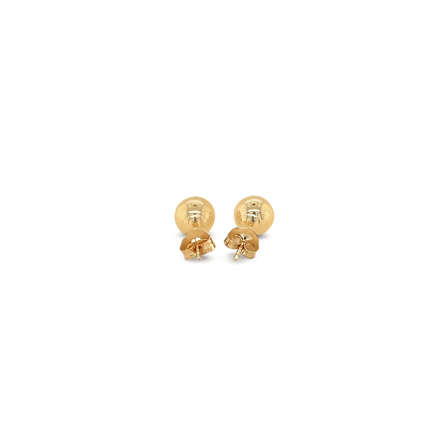 14k Yellow Gold Round Stud Earrings (6.0 mm)-Teresa&#39;s Fashionista LLC