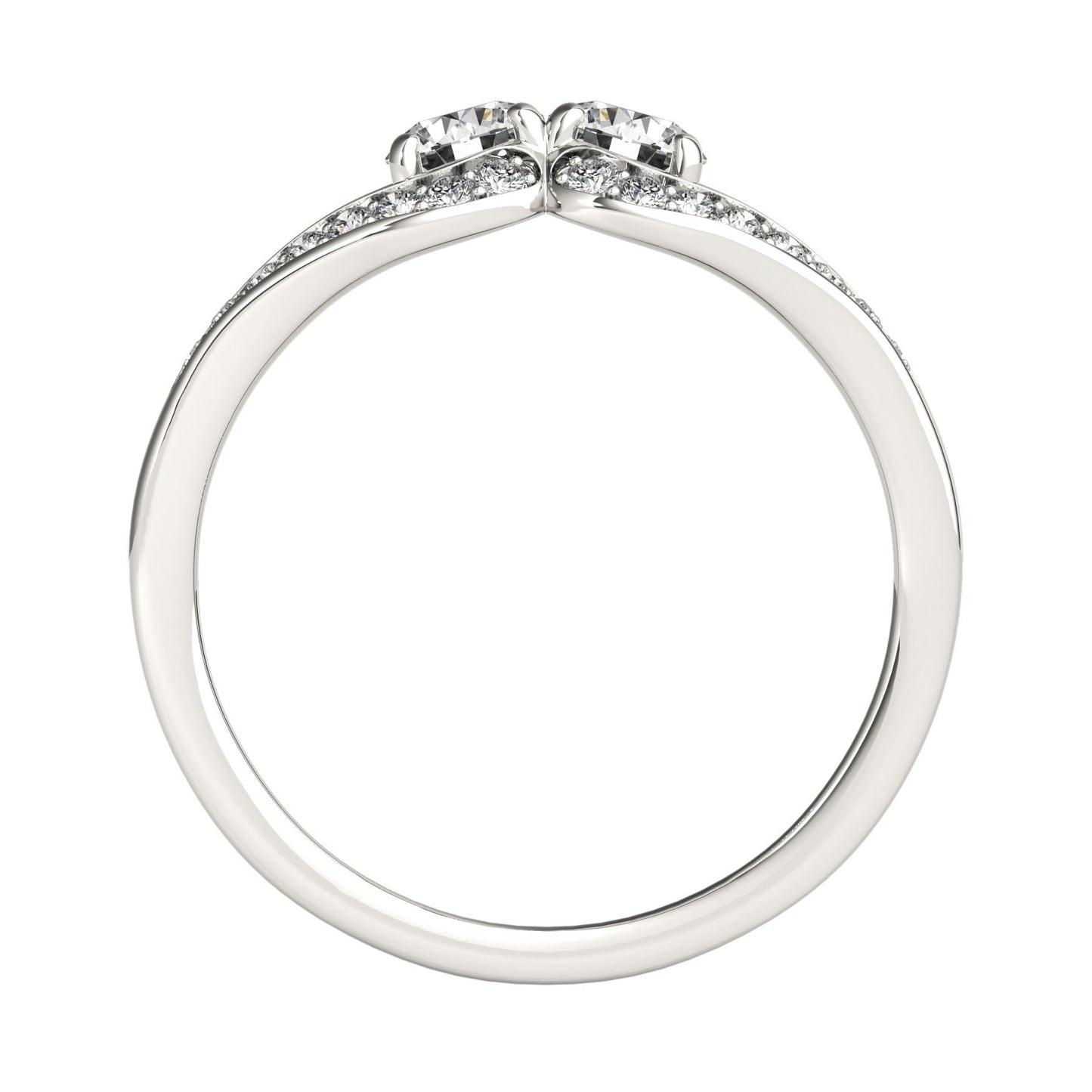 Two Stone Split Shank Design Diamond Ring in 14k White Gold (3/4 cttw)-Teresa&#39;s Fashionista LLC