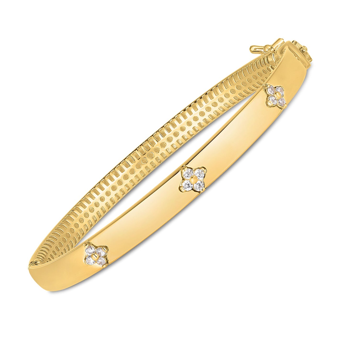 14k Yellow Gold Trilogy Diamond Bangle-Teresa&#39;s Fashionista LLC