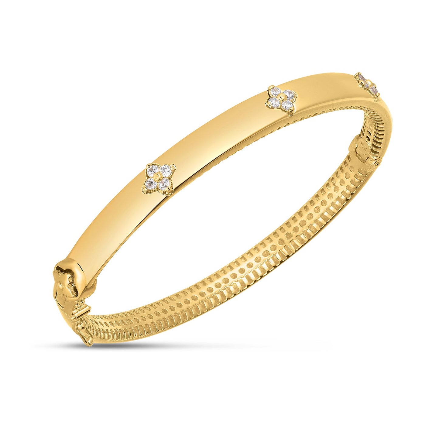 14k Yellow Gold Trilogy Diamond Bangle-Teresa&#39;s Fashionista LLC