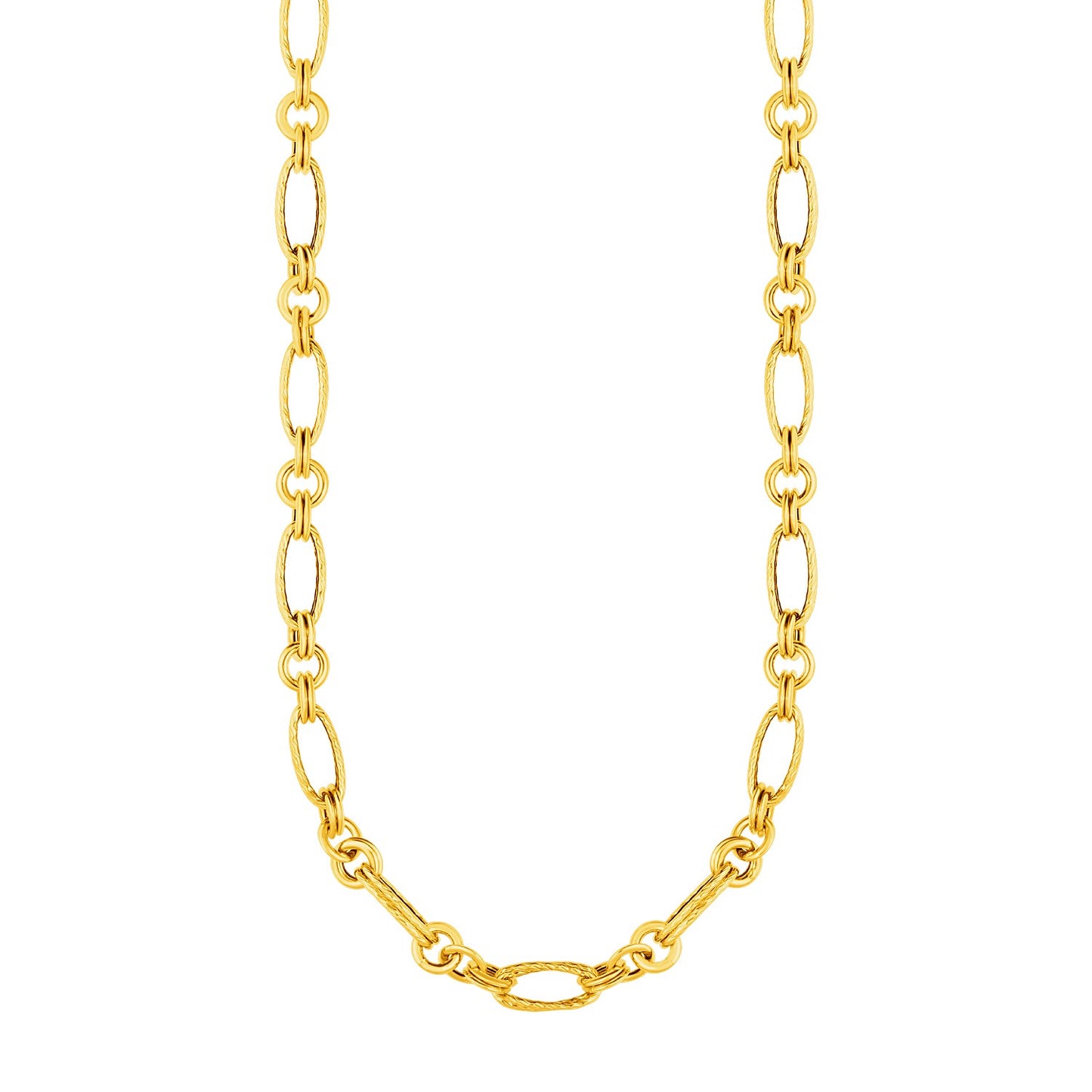 14k Yellow Gold Twisted and Polished Link Necklace-Teresa&#39;s Fashionista LLC