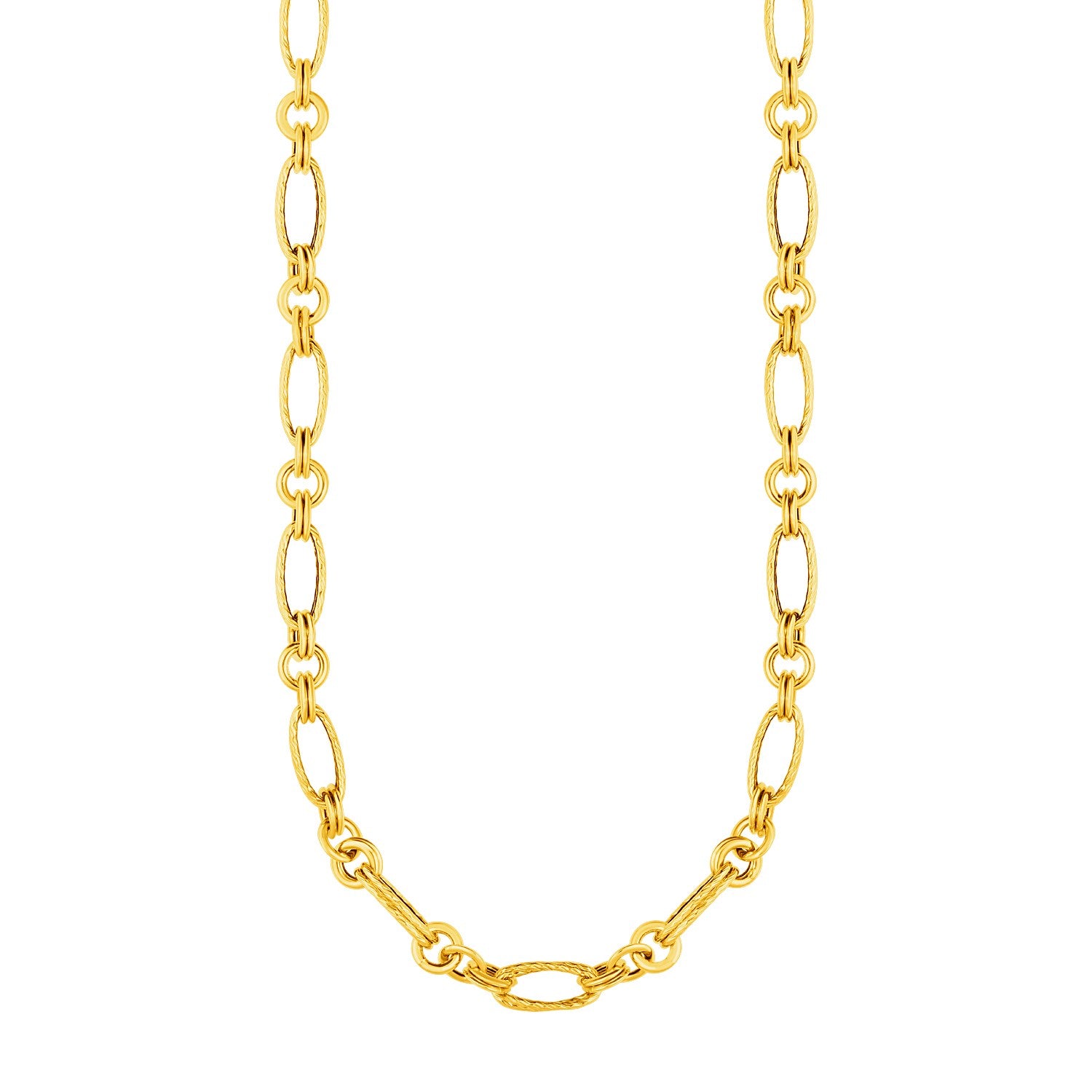 14k Yellow Gold Twisted and Polished Link Necklace-Teresa&#39;s Fashionista LLC