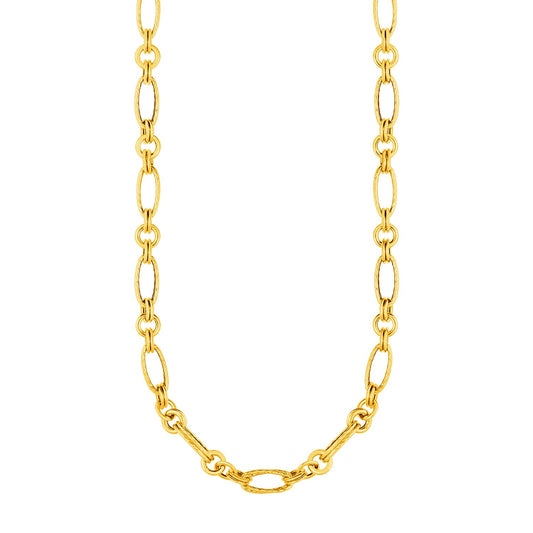 14k Yellow Gold Twisted and Polished Link Necklace-Teresa&#39;s Fashionista LLC