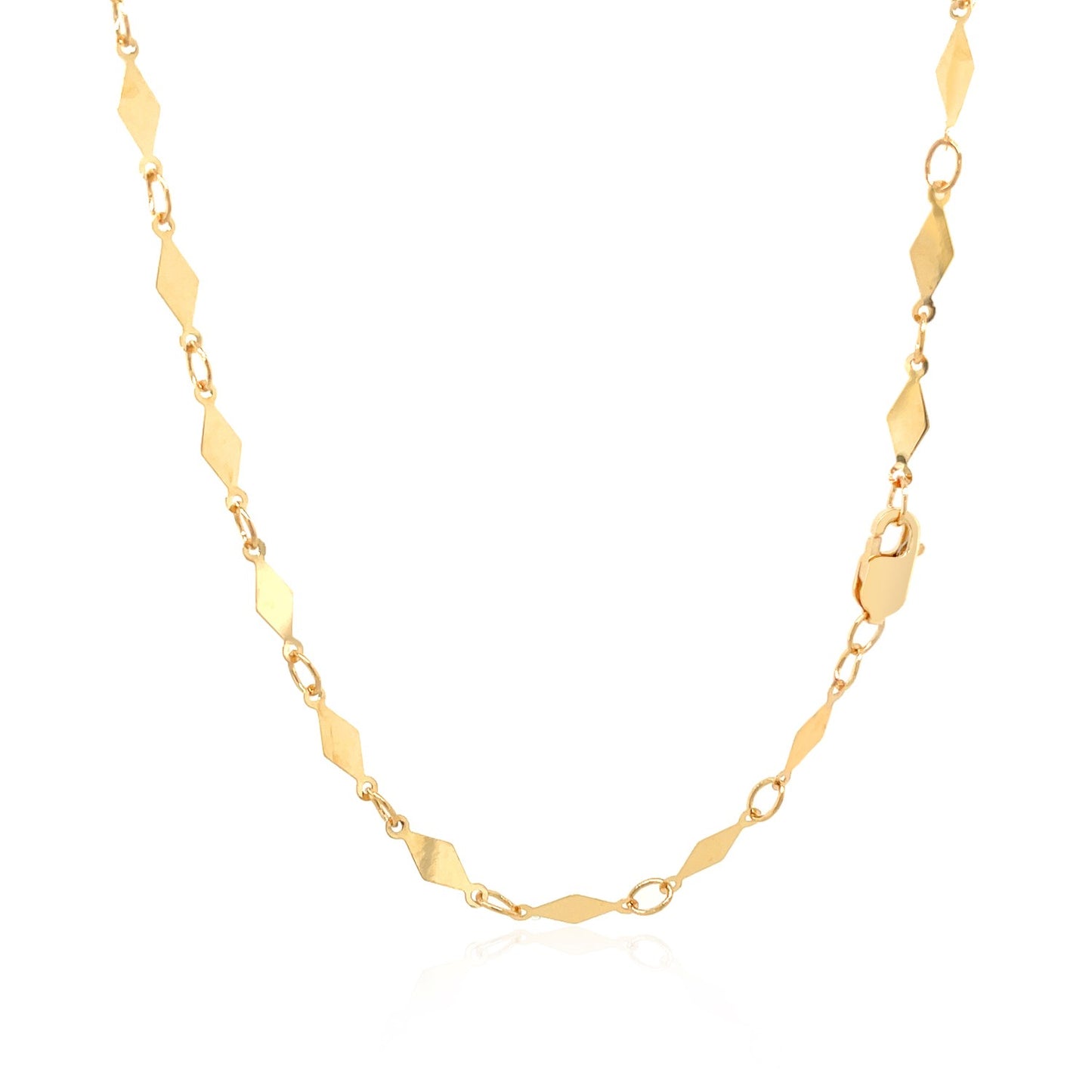 14K Yellow Gold Polished Diamond Motif Chain (3.0mm)-Teresa&#39;s Fashionista LLC