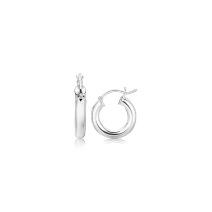 Sterling Silver Thick Polished Hoop Earrings with Rhodium Plating (15mm)-Teresa&#39;s Fashionista LLC