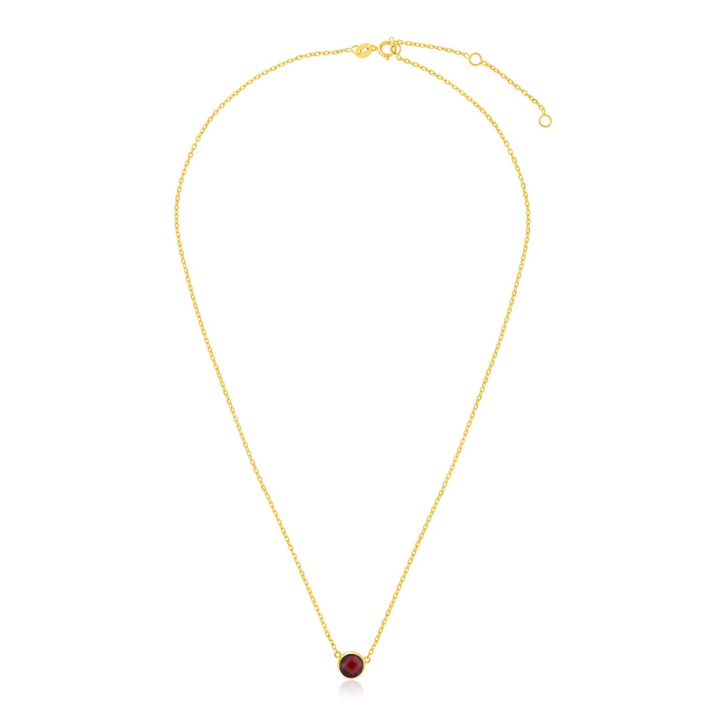 14k Yellow Gold 17 inch Necklace with Round Garnet-Teresa&#39;s Fashionista LLC