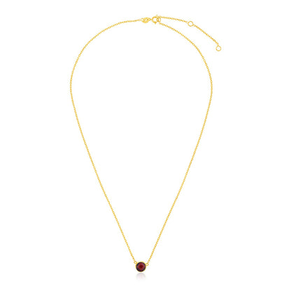 14k Yellow Gold 17 inch Necklace with Round Garnet-Teresa&#39;s Fashionista LLC