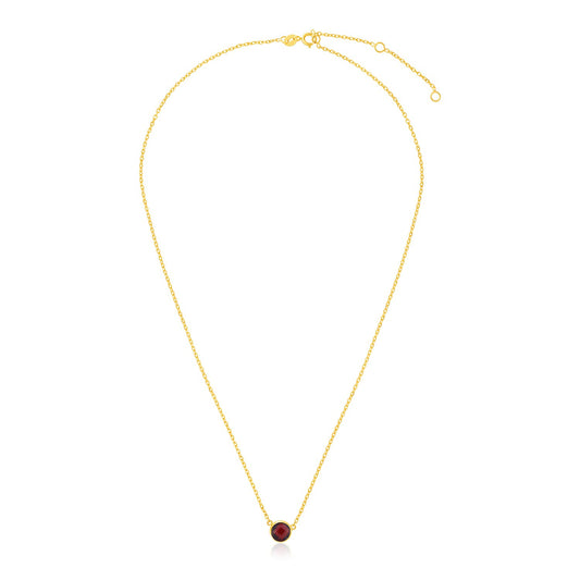 14k Yellow Gold 17 inch Necklace with Round Garnet-Teresa&#39;s Fashionista LLC