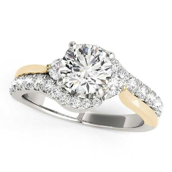 14k White And Yellow Gold Round Bypass Diamond Engagement Ring (1 1/2 cttw)-Teresa&#39;s Fashionista LLC