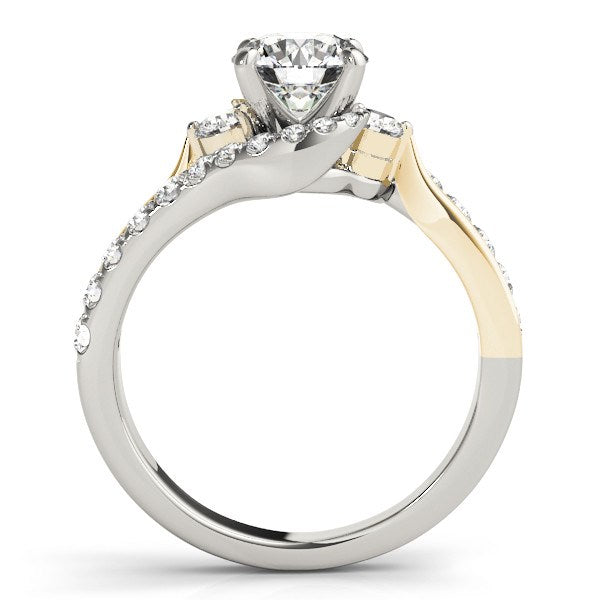 14k White And Yellow Gold Round Bypass Diamond Engagement Ring (1 1/2 cttw)-Teresa&#39;s Fashionista LLC