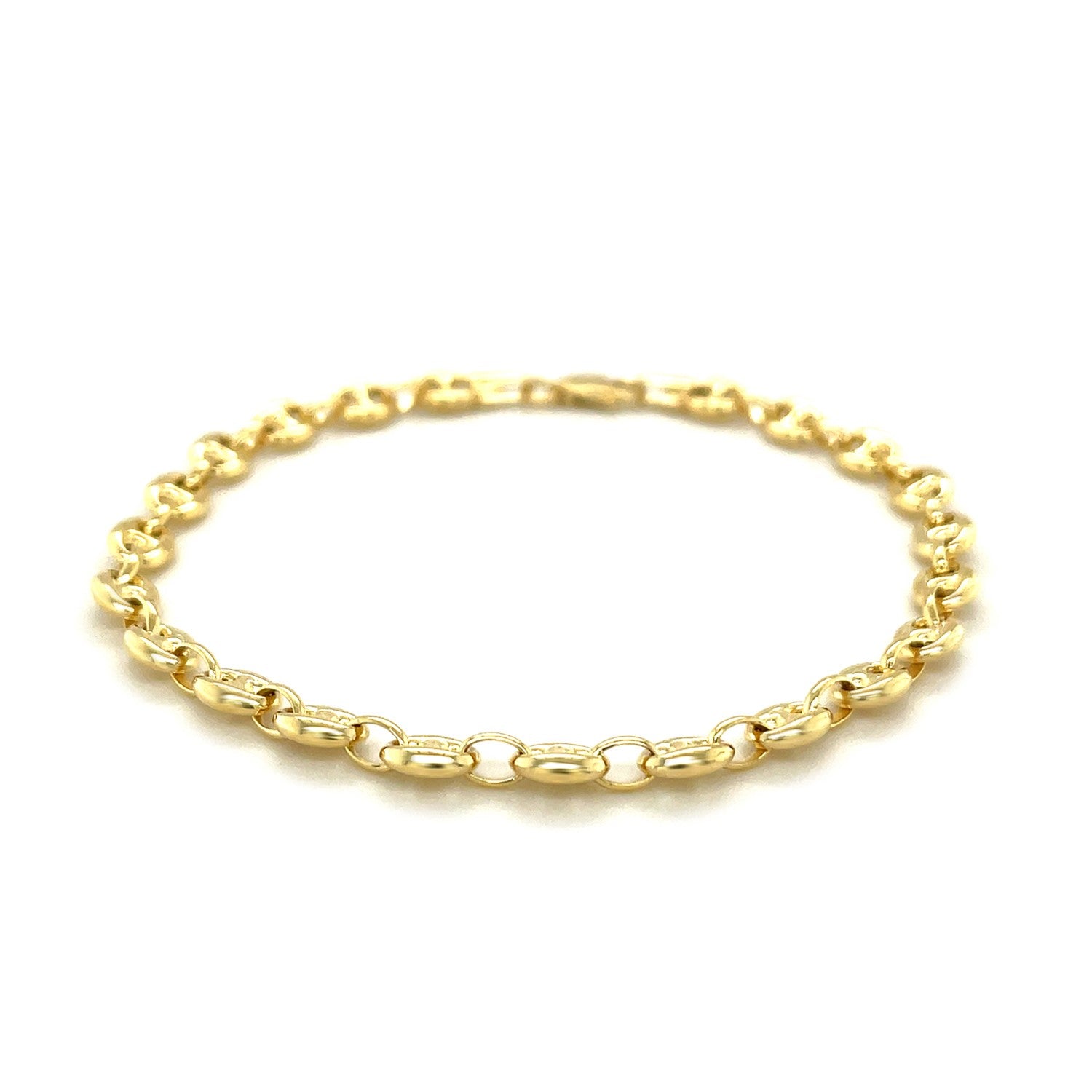 4.7mm 14k Yellow Gold Puffed Mariner Anklet-Teresa&#39;s Fashionista LLC