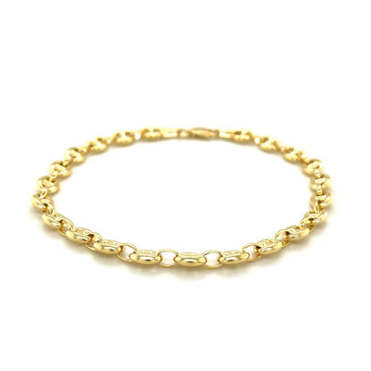 4.7mm 14k Yellow Gold Puffed Mariner Anklet-Teresa&#39;s Fashionista LLC