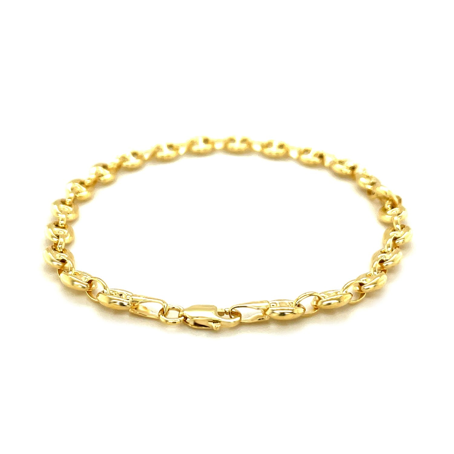 4.7mm 14k Yellow Gold Puffed Mariner Anklet-Teresa&#39;s Fashionista LLC