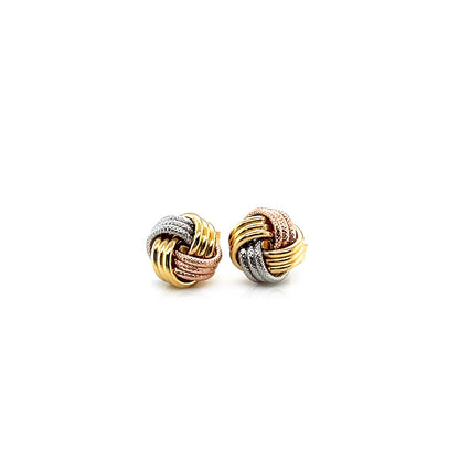 Love Knot Post Earrings in 14k Tri Color Gold-Teresa&#39;s Fashionista LLC