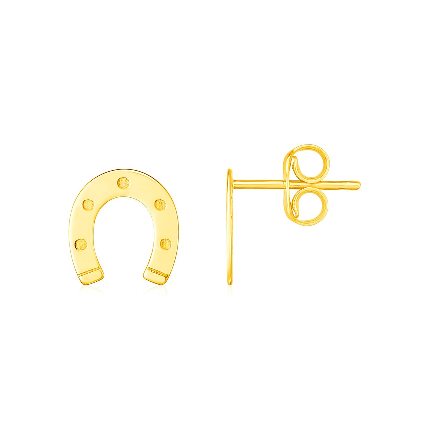 14K Yellow Gold Horseshoe Earrings-Teresa&#39;s Fashionista LLC