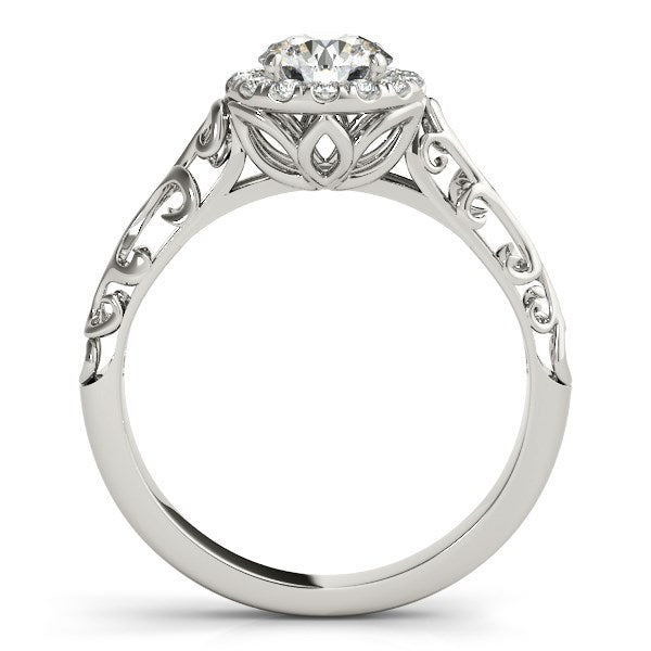 14k White Gold Halo Antique Style Round Diamond Engagement Ring (5/8 cttw)-Teresa&#39;s Fashionista LLC