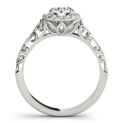 14k White Gold Halo Antique Style Round Diamond Engagement Ring (5/8 cttw)-Teresa&#39;s Fashionista LLC