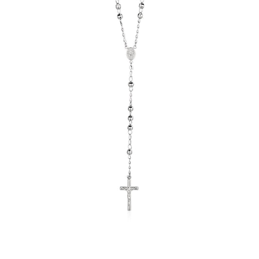 Rosary Chain and Large Bead Necklace in Sterling Silver-Teresa&#39;s Fashionista LLC