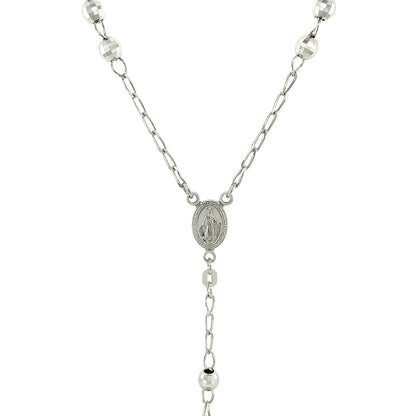 Rosary Chain and Large Bead Necklace in Sterling Silver-Teresa&#39;s Fashionista LLC