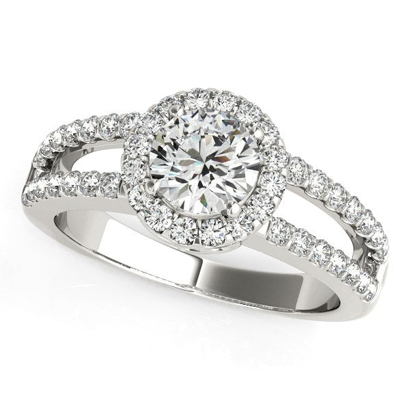 14k White Gold Round Diamond Split Shank Design Engagement Ring (7/8 cttw)-Teresa&#39;s Fashionista LLC