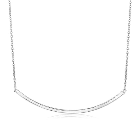 Sterling Silver Polished Curved Bar Necklace-Teresa&#39;s Fashionista LLC