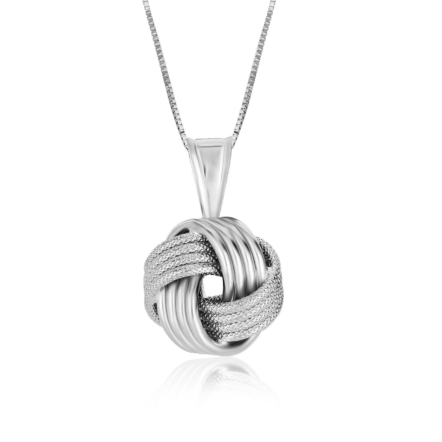 Sterling Silver Pendant with a Ridge Textured Love Knot Design-Teresa&#39;s Fashionista LLC