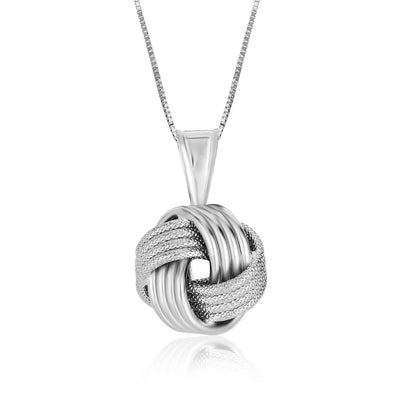 Sterling Silver Pendant with a Ridge Textured Love Knot Design-Teresa&#39;s Fashionista LLC