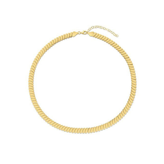 14k Yellow Gold Rib Link Necklace-Teresa&#39;s Fashionista LLC