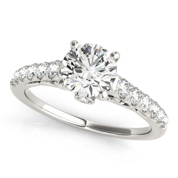 14k White Gold Scalloped Single Row Band Diamond Engagement Ring (1 3/8 cttw)-Teresa&#39;s Fashionista LLC