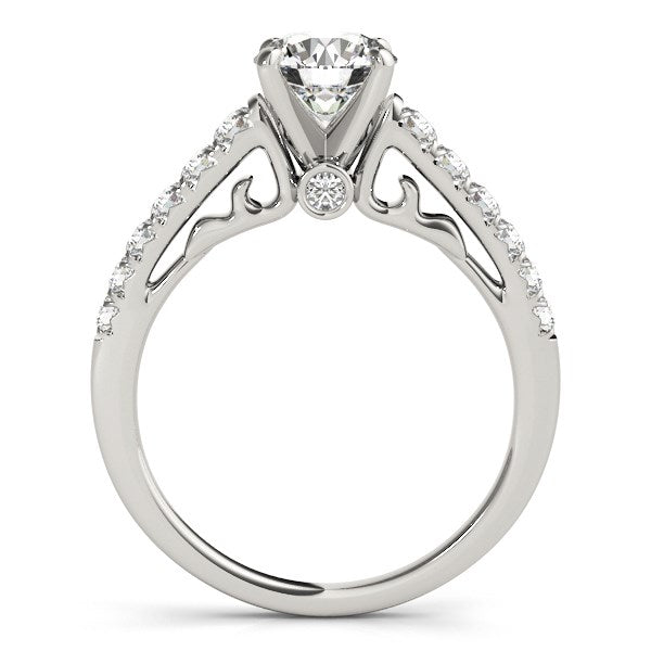 14k White Gold Scalloped Single Row Band Diamond Engagement Ring (1 3/8 cttw)-Teresa&#39;s Fashionista LLC