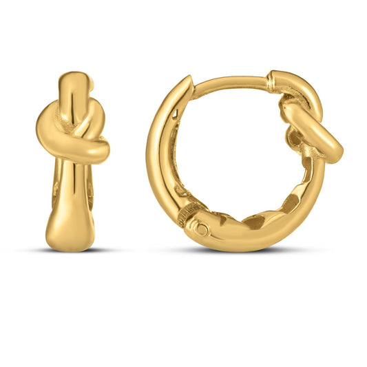 14k Yellow Gold Love knot Hoops-Teresa&#39;s Fashionista LLC