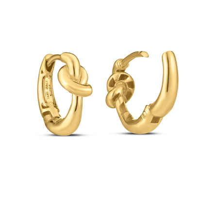 14k Yellow Gold Love knot Hoops-Teresa&#39;s Fashionista LLC