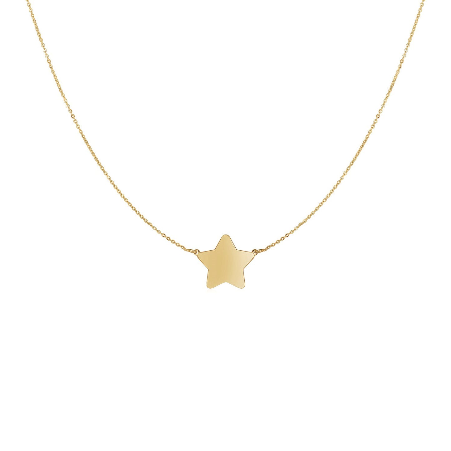 14k Yellow Gold Necklace with Five Pointed Star-Teresa&#39;s Fashionista LLC