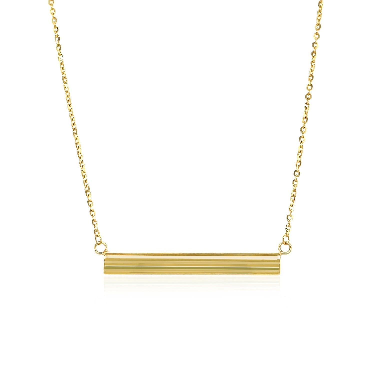 14k Yellow Gold Chain Necklace with a Shiny Flat Bar-Teresa&#39;s Fashionista LLC