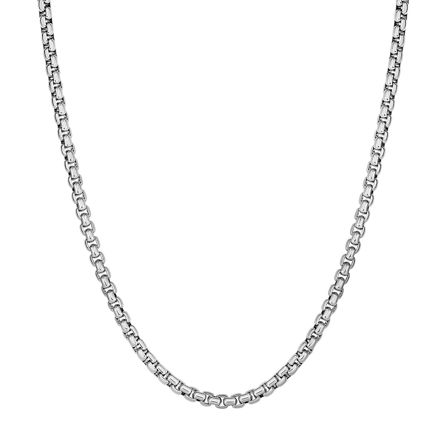 3.8mm Sterling Silver Rhodium Plated Round Box Chain-Teresa&#39;s Fashionista LLC