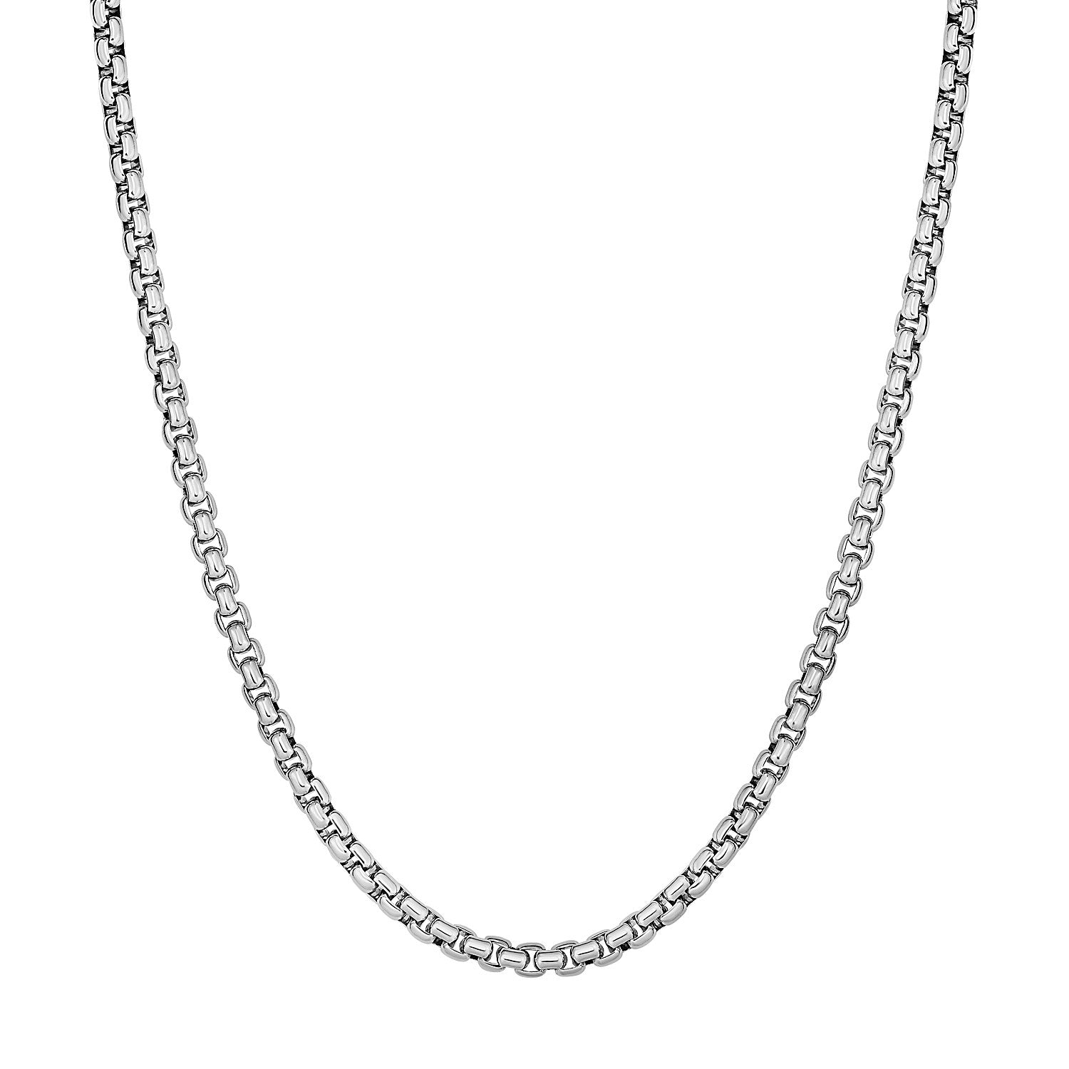 3.8mm Sterling Silver Rhodium Plated Round Box Chain-Teresa&#39;s Fashionista LLC