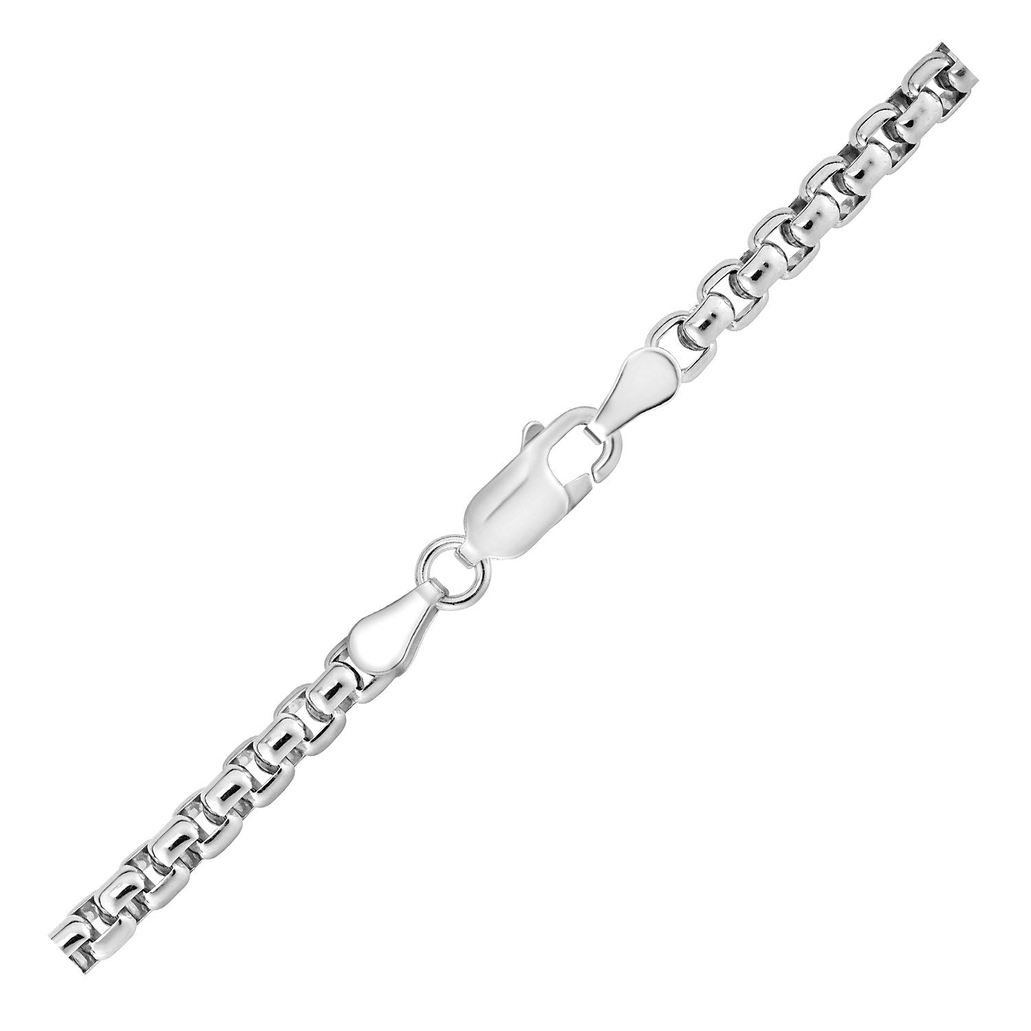 3.8mm Sterling Silver Rhodium Plated Round Box Chain-Teresa&#39;s Fashionista LLC