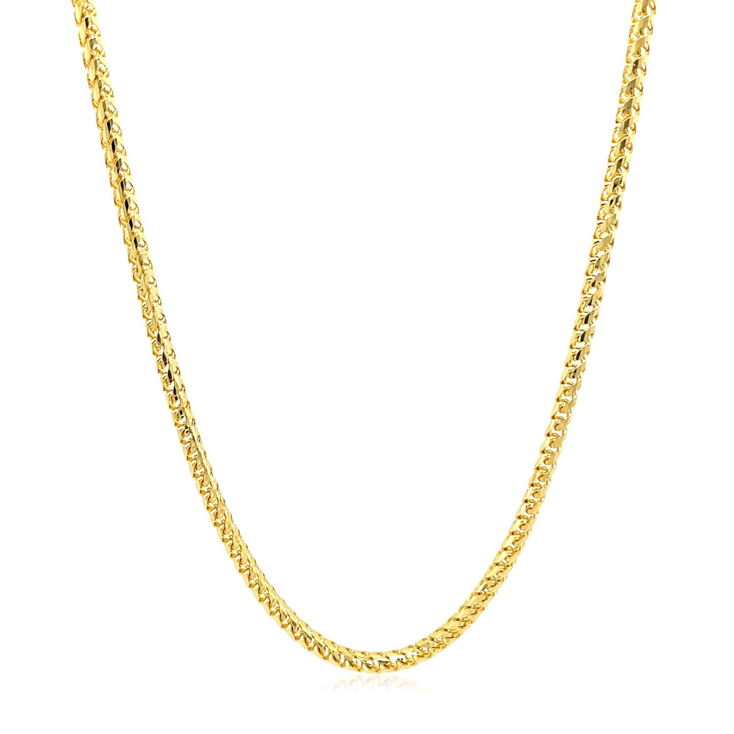 2.2mm 14k Yellow Solid Gold Diamond Cut Round Franco Chain-Teresa&#39;s Fashionista LLC