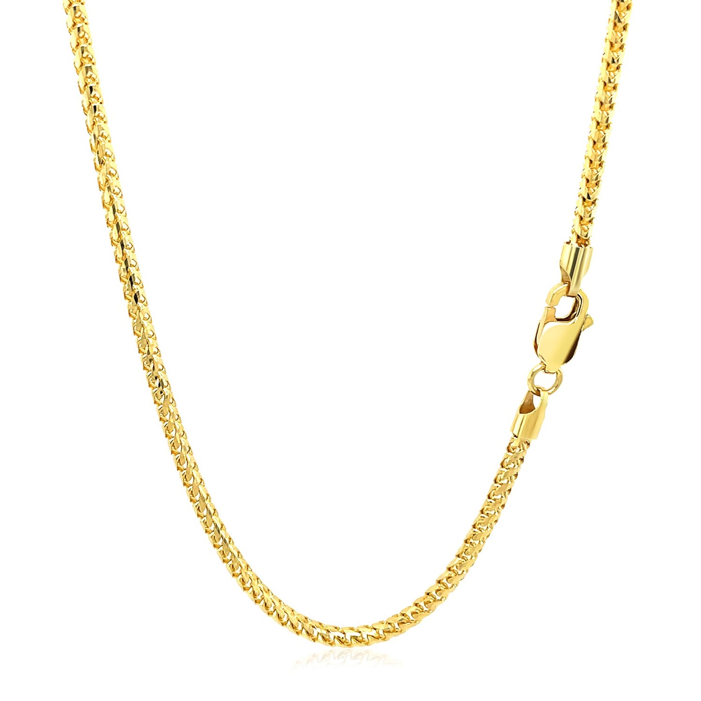 2.2mm 14k Yellow Solid Gold Diamond Cut Round Franco Chain-Teresa&#39;s Fashionista LLC