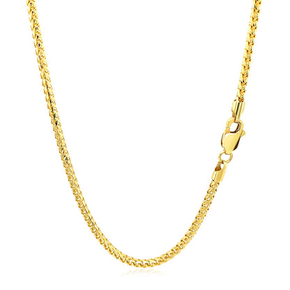 2.2mm 14k Yellow Solid Gold Diamond Cut Round Franco Chain-Teresa&#39;s Fashionista LLC