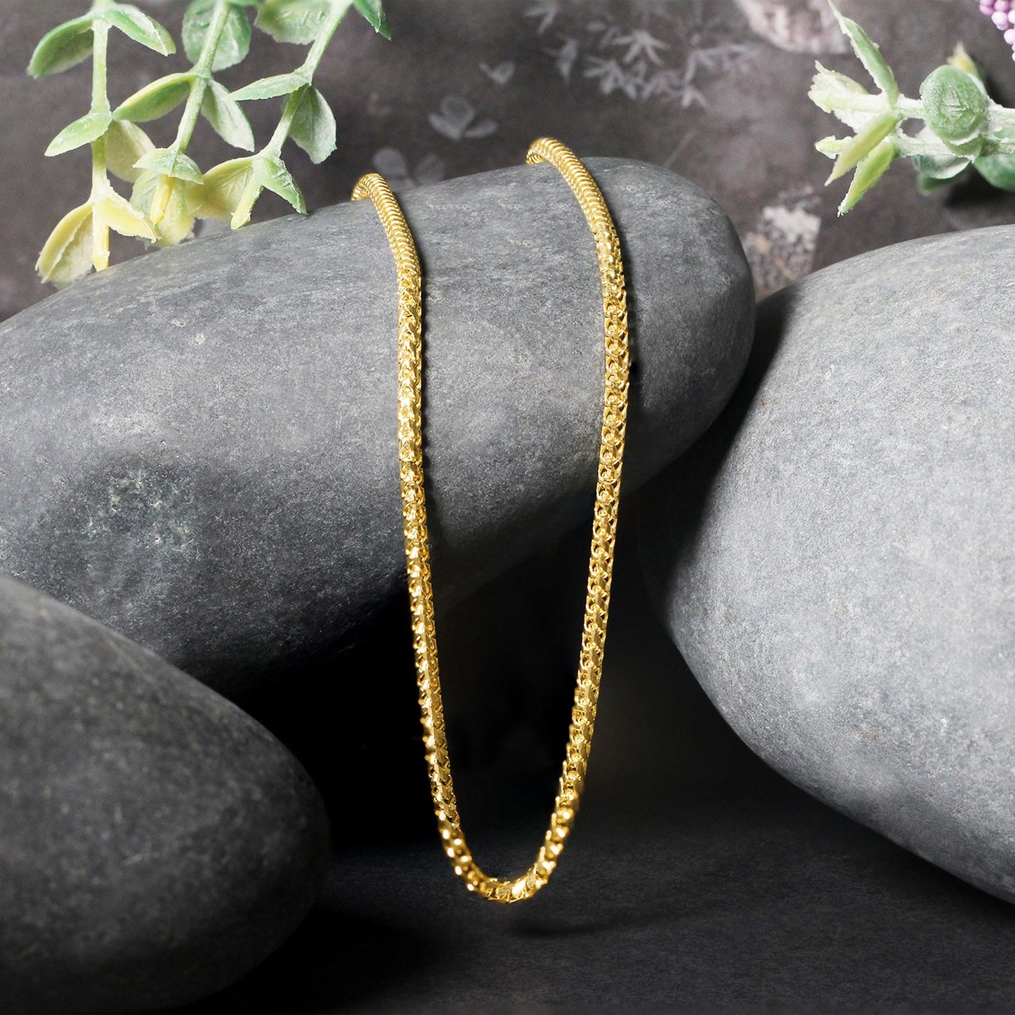 2.2mm 14k Yellow Solid Gold Diamond Cut Round Franco Chain-Teresa&#39;s Fashionista LLC