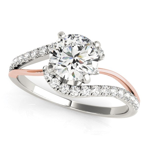 14k White And Rose Gold Bypass Shank Diamond Engagement Ring (1 1/3 cttw)-Teresa&#39;s Fashionista LLC